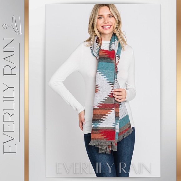 LAST ONE! Aztec Print Wide Long Scarf - Picture 5 of 12
